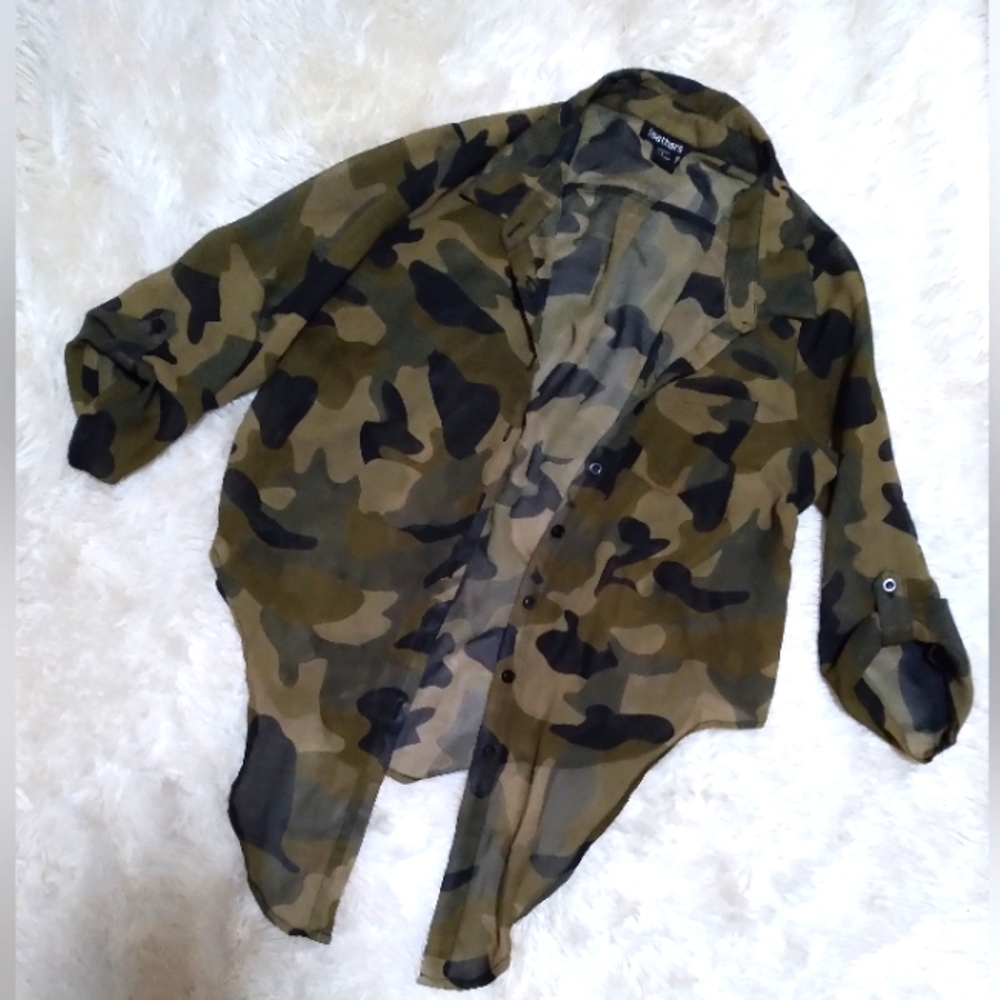 Camo button up blouse